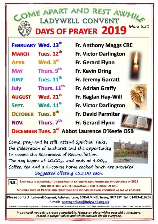 Days of Prayer 2019 Ladywell Convent
